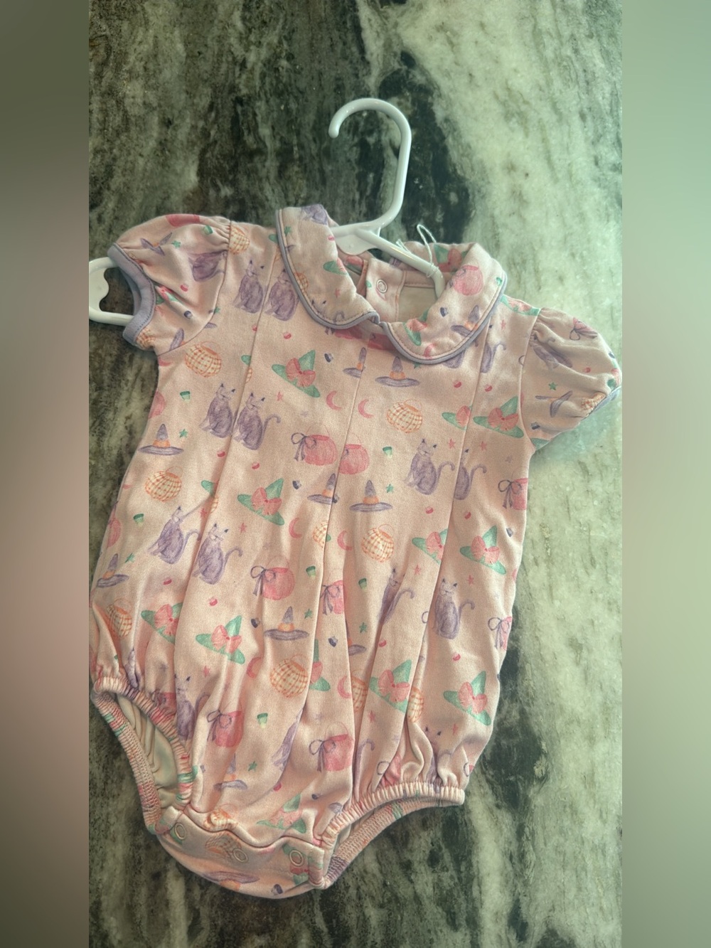 Baby Girls' Pink Printed Halloween One-Piece Romper
